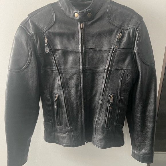 screaming eagle Jackets & Blazers - Women's Black Leather Biker Jacket